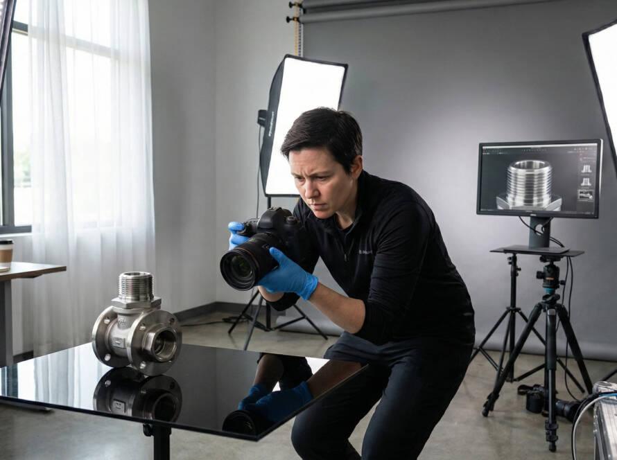 Fotografía industrial de acero inoxidable