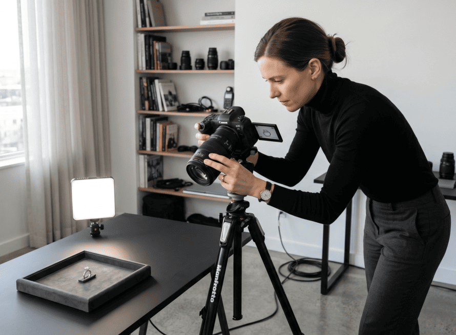 Fotografía de productos reflectantes en joyería