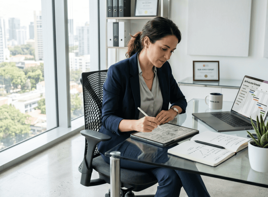 Preproducción de vídeo empresarial B2B