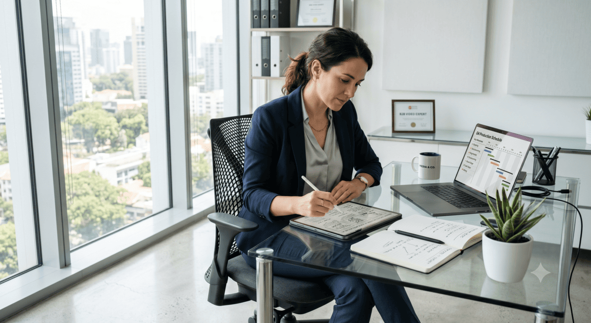 Preproducción de vídeo empresarial B2B